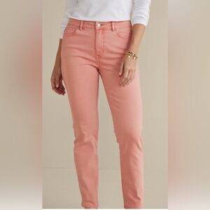Soft Surroundings Ultimate Denim Straight Leg Jeans In Coral Almond Sz 10